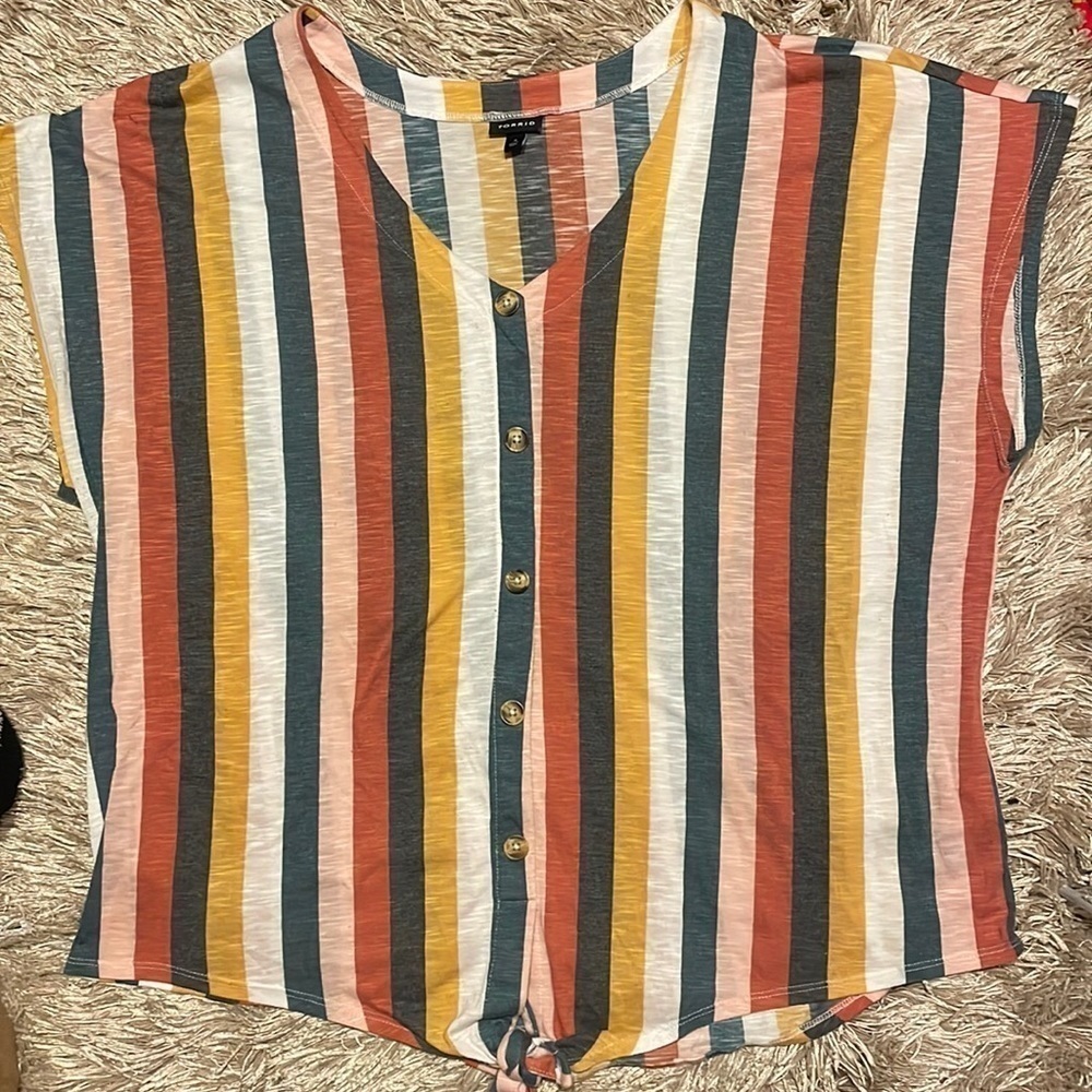 TORRID sz 4 Button Down Tie Front Midi Tee - Picture 1 of 11